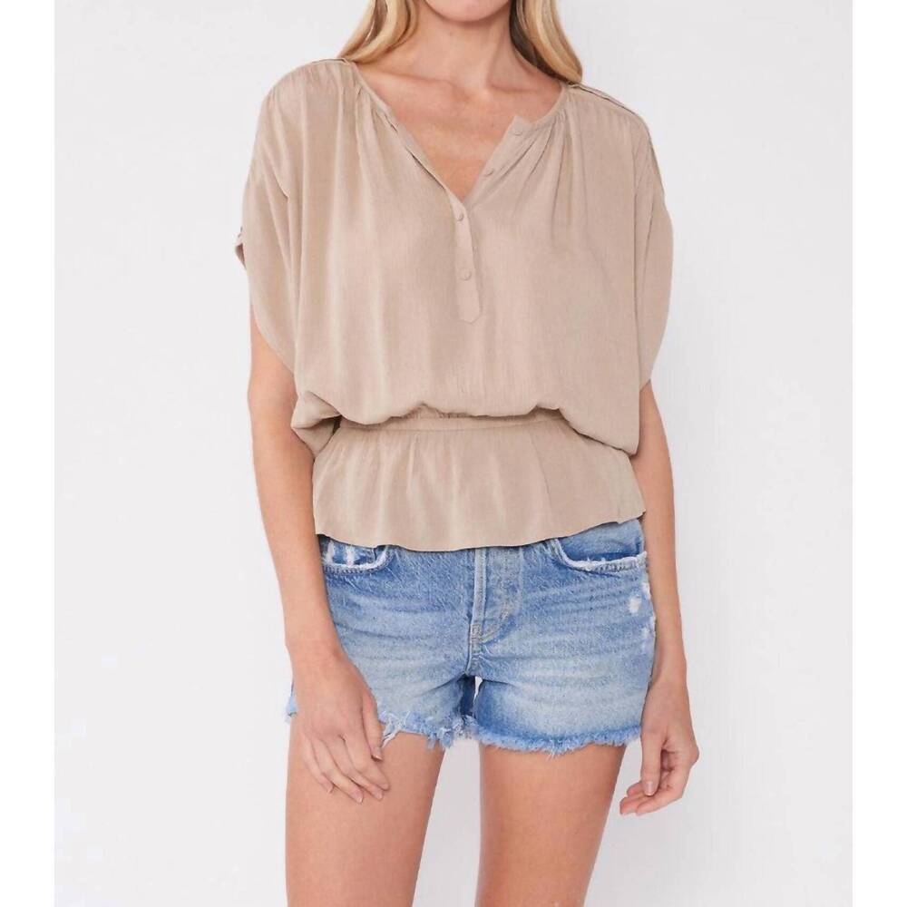 NEW LOVESTITCH briar peplum waist top in taupe